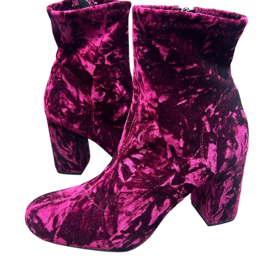 MIA Velvet Burnout Boots 8 Burgundy Whimsigoth Gothic Vamp Witchy Boho - Picture 6 of 15